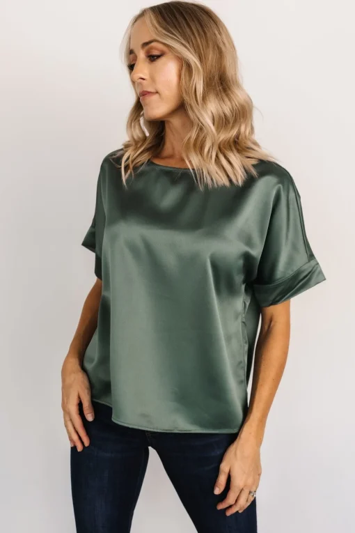 Rory Satin Top | Winter Green