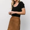 Rylan Faux Suede Short Skirt | Caramel