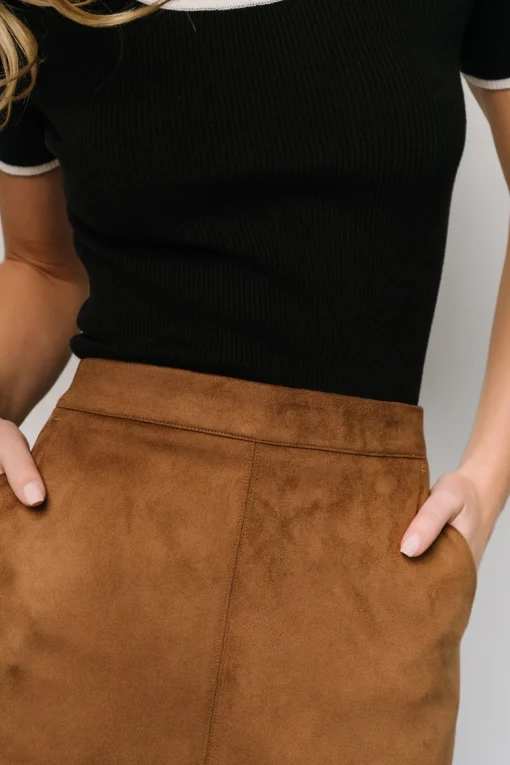 Rylan Faux Suede Short Skirt | Caramel