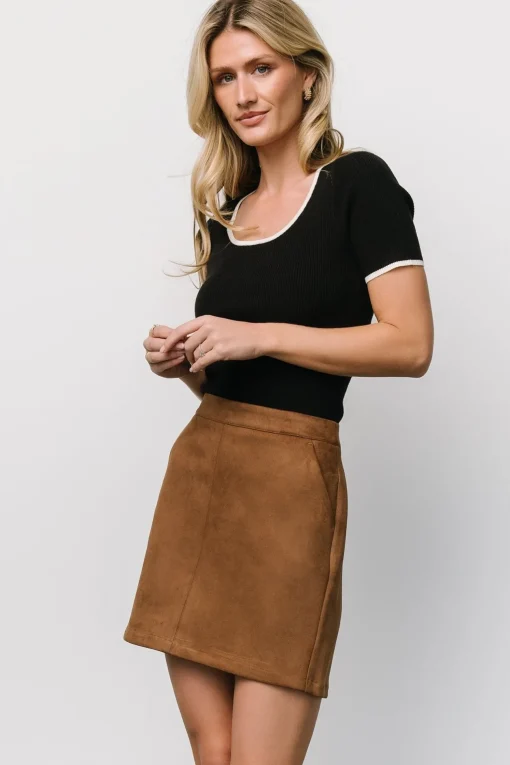 Rylan Faux Suede Short Skirt | Caramel