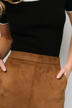 Rylan Faux Suede Short Skirt | Caramel