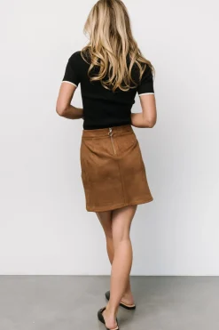 Rylan Faux Suede Short Skirt | Caramel