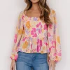 Sally Smocked Top | Pink Multi