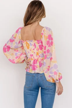 Sally Smocked Top | Pink Multi