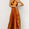 Sandra Pleated Maxi Dress | Copper