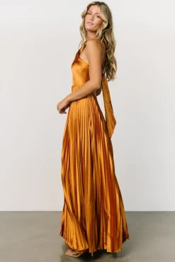Sandra Pleated Maxi Dress | Copper