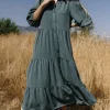 Sandy Button Tiered Dress | Jade