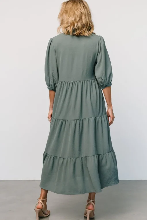 Sandy Button Tiered Dress | Jade