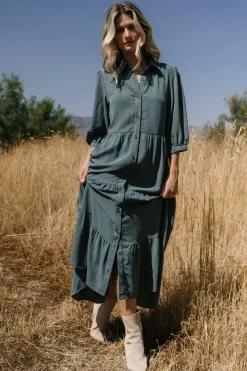 Sandy Button Tiered Dress | Jade