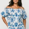 Santorini Off Shoulder Top | White + Blue