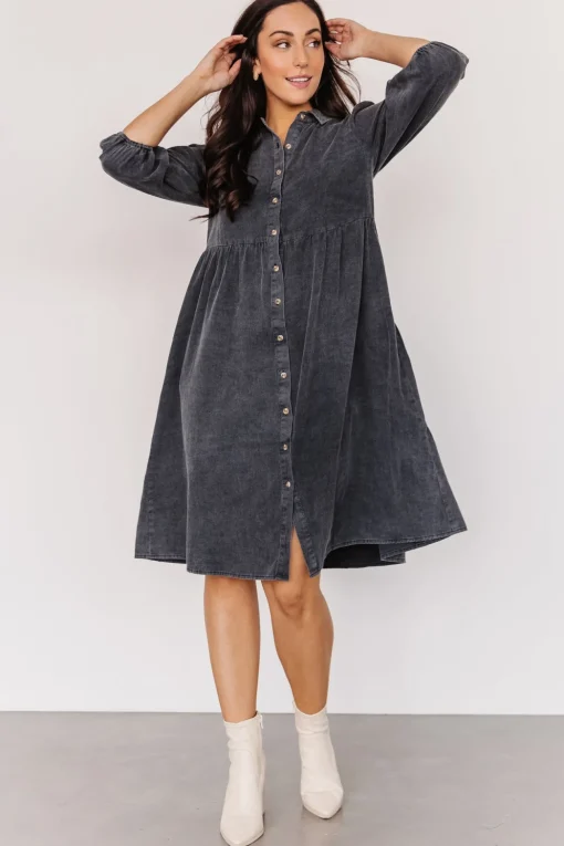 Sari Babydoll Dress | Washed Black