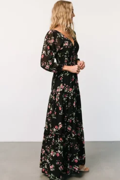Sawyer Tiered Maxi Dress | Black + Berry