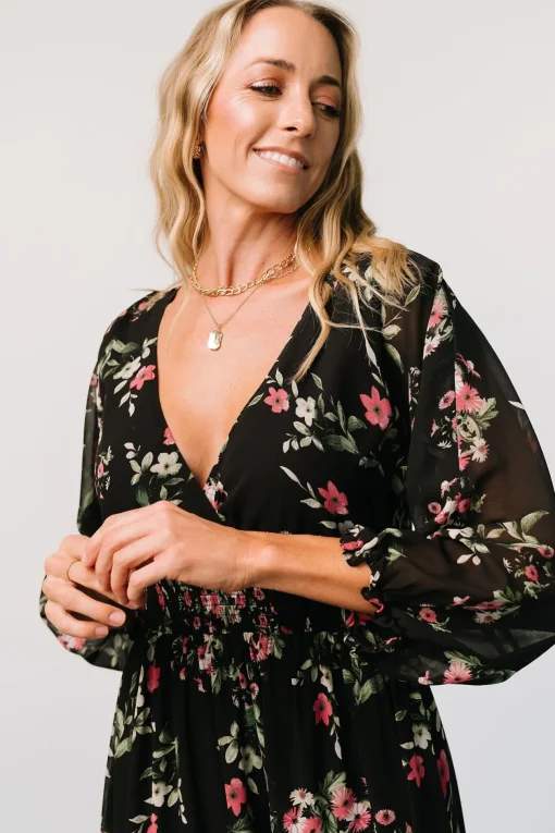 Sawyer Tiered Maxi Dress | Black + Berry