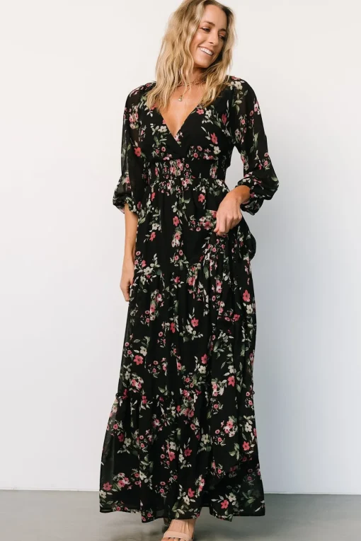 Sawyer Tiered Maxi Dress | Black + Berry