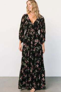 Sawyer Tiered Maxi Dress | Black + Berry