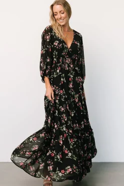 Sawyer Tiered Maxi Dress | Black + Berry