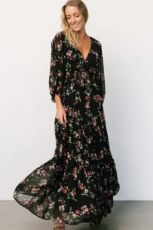Sawyer Tiered Maxi Dress | Black + Berry
