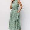 Scottie Button Tank Dress | Green Print
