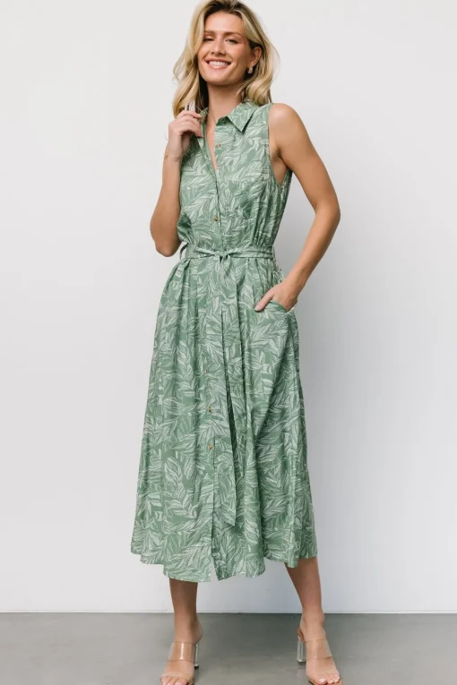 Scottie Button Tank Dress | Green Print