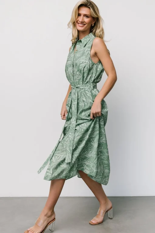 Scottie Button Tank Dress | Green Print