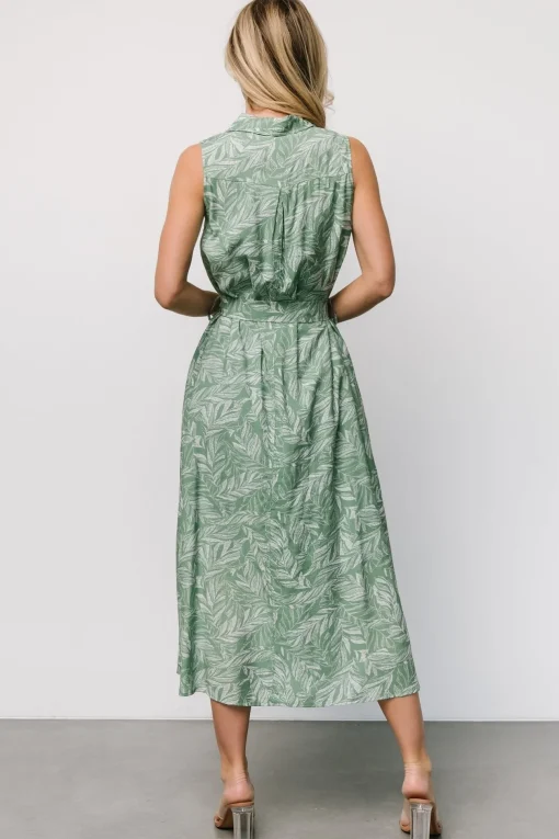 Scottie Button Tank Dress | Green Print