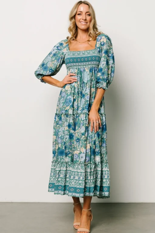Shanna Tiered Dress | Emerald Multi