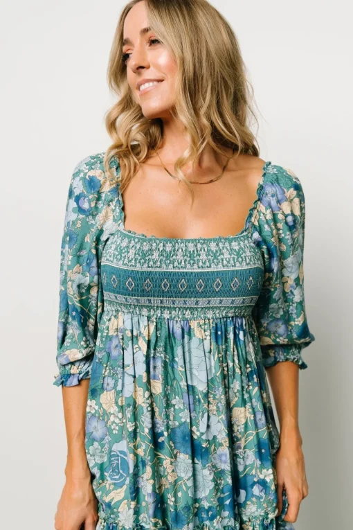 Shanna Tiered Dress | Emerald Multi