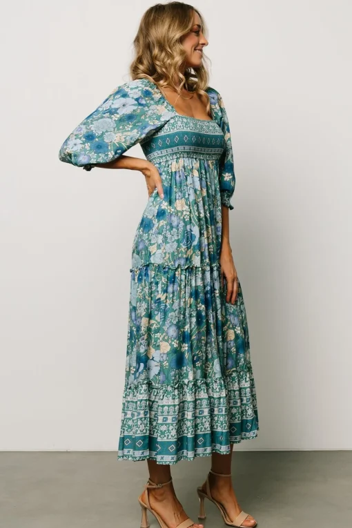 Shanna Tiered Dress | Emerald Multi