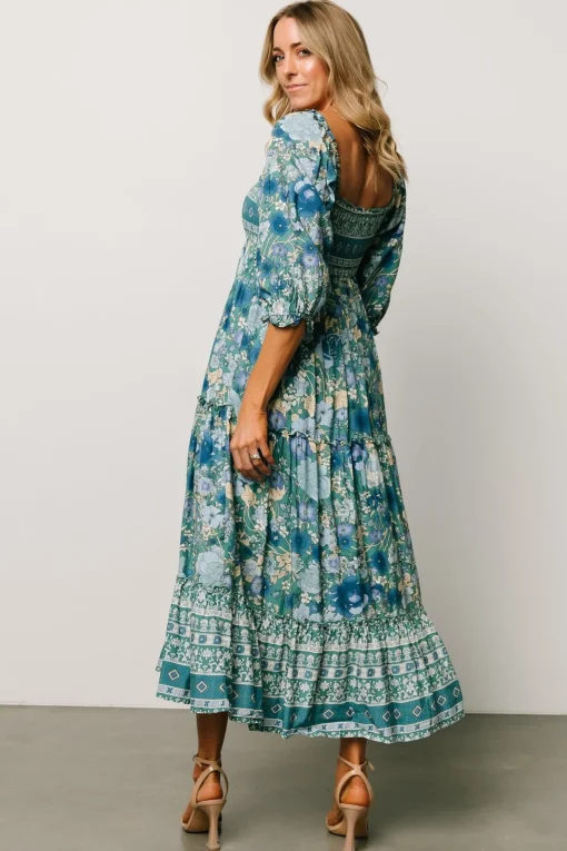 Shanna Tiered Dress | Emerald Multi