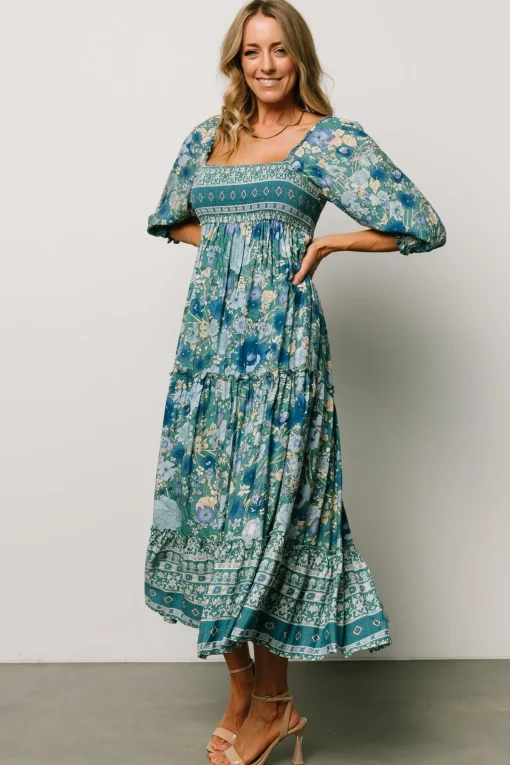 Shanna Tiered Dress | Emerald Multi