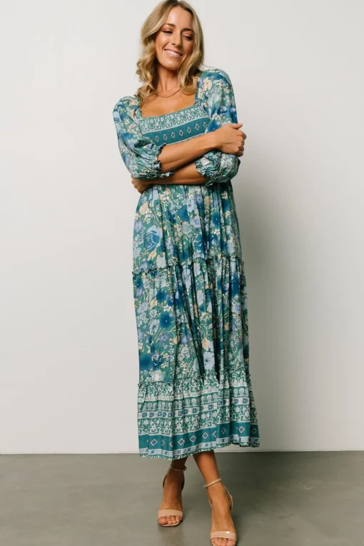 Shanna Tiered Dress | Emerald Multi