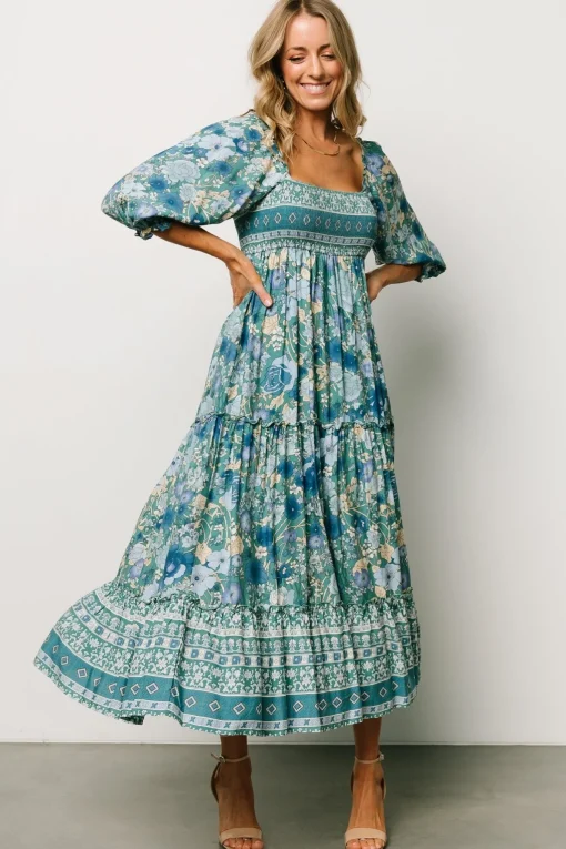 Shanna Tiered Dress | Emerald Multi