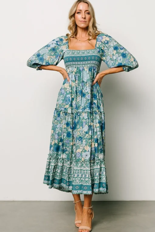Shanna Tiered Dress | Emerald Multi