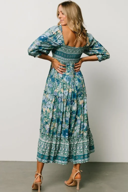 Shanna Tiered Dress | Emerald Multi