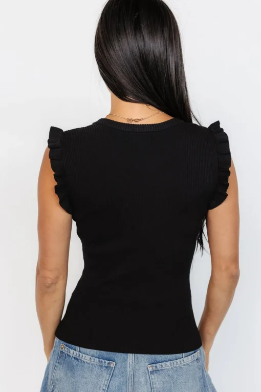 Shay Ribbed Top | Black