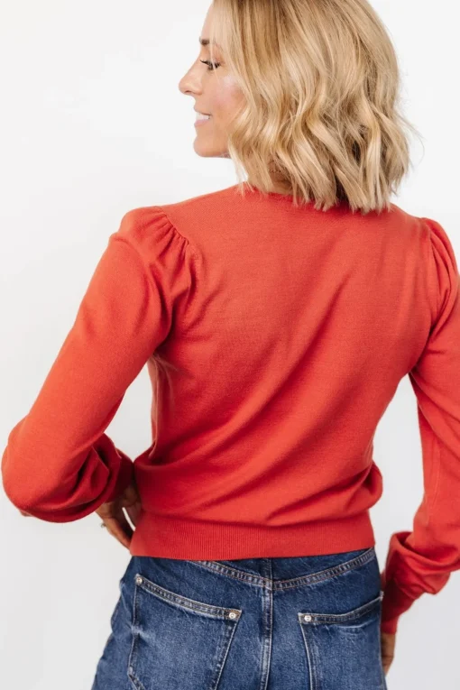 Sheila V Neck Sweater Top | Light Rust
