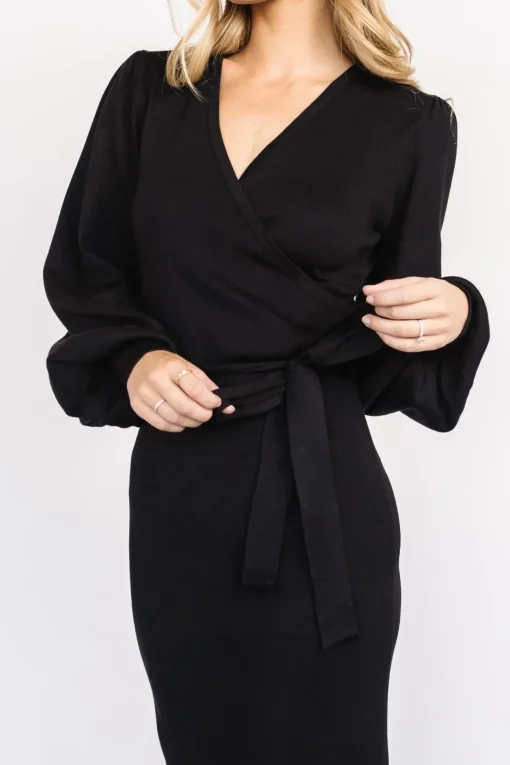 Soho Bubble Sleeve Sweater Dress | Black