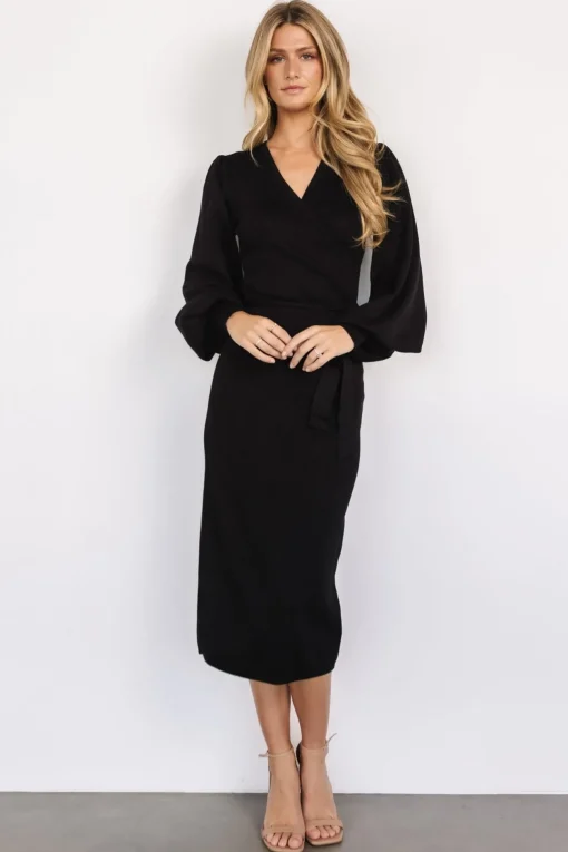Soho Bubble Sleeve Sweater Dress | Black