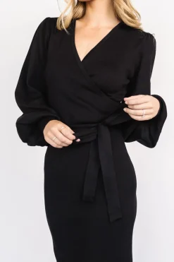 Soho Bubble Sleeve Sweater Dress | Black