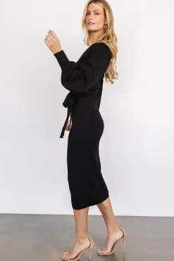 Soho Bubble Sleeve Sweater Dress | Black