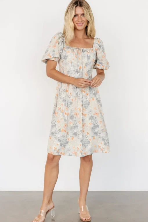 Sonnet Short Dress | Dusty Blue Print