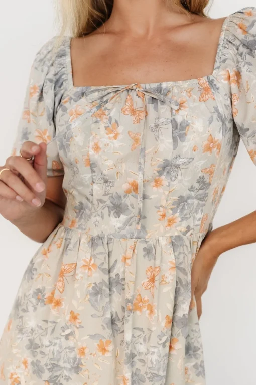Sonnet Short Dress | Dusty Blue Print
