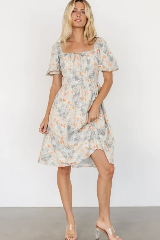 Sonnet Short Dress | Dusty Blue Print