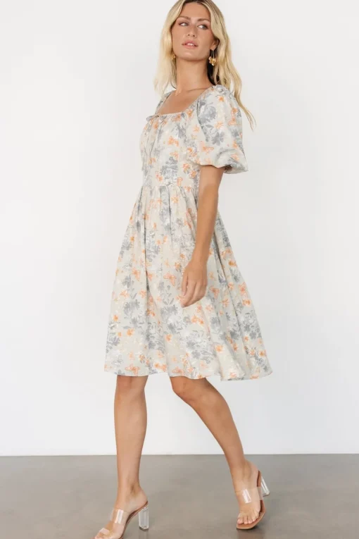 Sonnet Short Dress | Dusty Blue Print