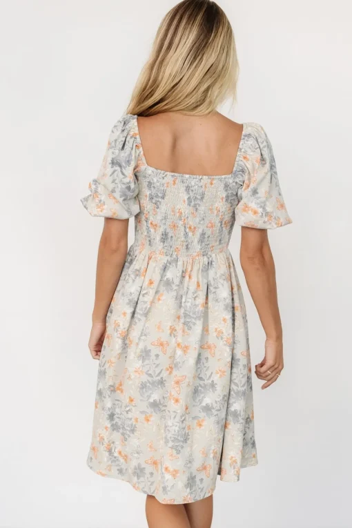 Sonnet Short Dress | Dusty Blue Print