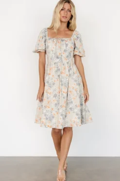 Sonnet Short Dress | Dusty Blue Print