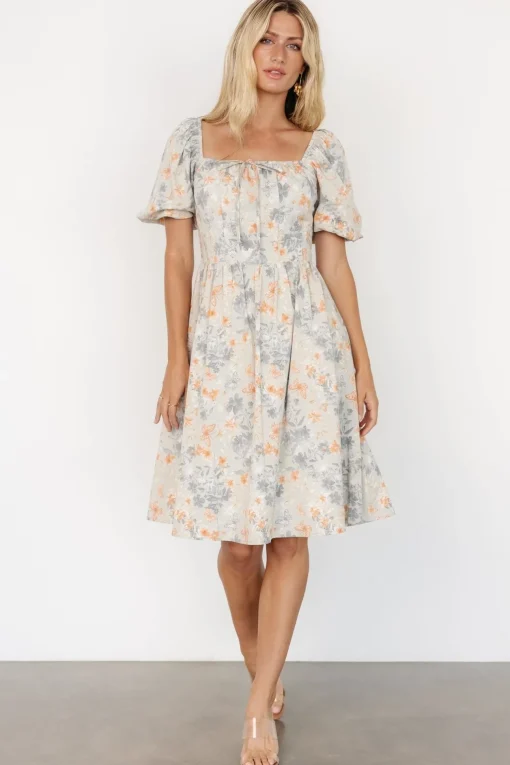 Sonnet Short Dress | Dusty Blue Print