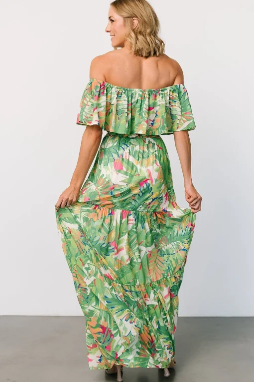 Sonoma Off Shoulder Maxi Dress | Green Multi