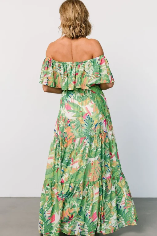 Sonoma Off Shoulder Maxi Dress | Green Multi