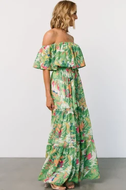 Sonoma Off Shoulder Maxi Dress | Green Multi